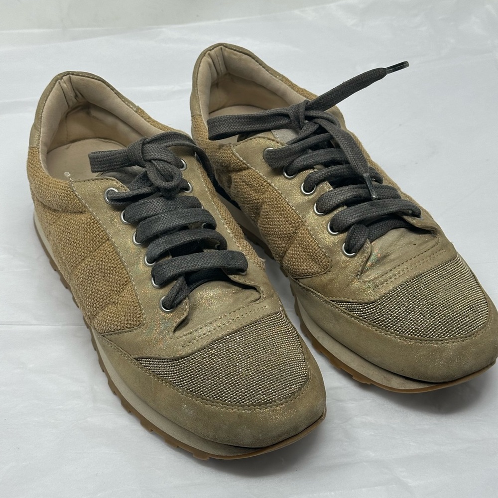 Brunello Cucinelli Tan Athletic Shoes Suede Low-Top